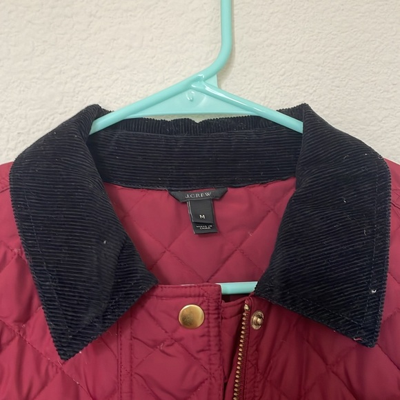 J Crew quilted barn jacket down corduroy collar size M red - Picture 2 of 6